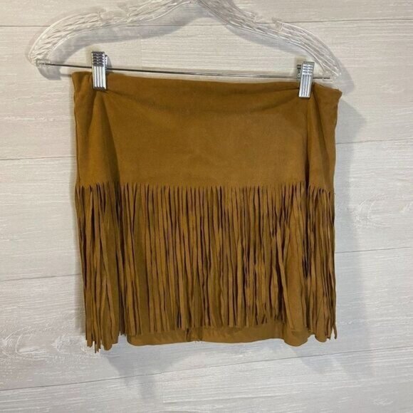 Rewind Women's Tassels Fringed Faux‎ Suede Skirt - Picture 4 of 6